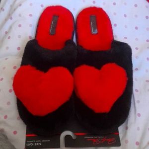 Marilyn Monroe Black w Red Hearts Memory Foam Slippers